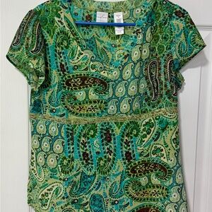 Emma James Green and Blue Paisley Women's Blouse